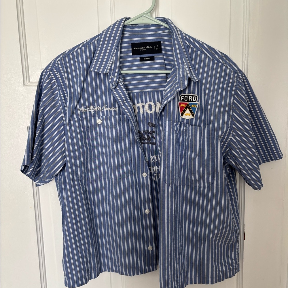 Abercrombie & Fitch Ford Men's Blue Striped Casual Shirt